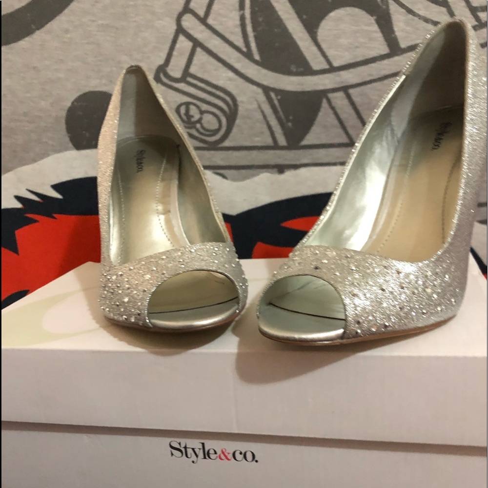 Style and Co.  Silver Open toe shoes